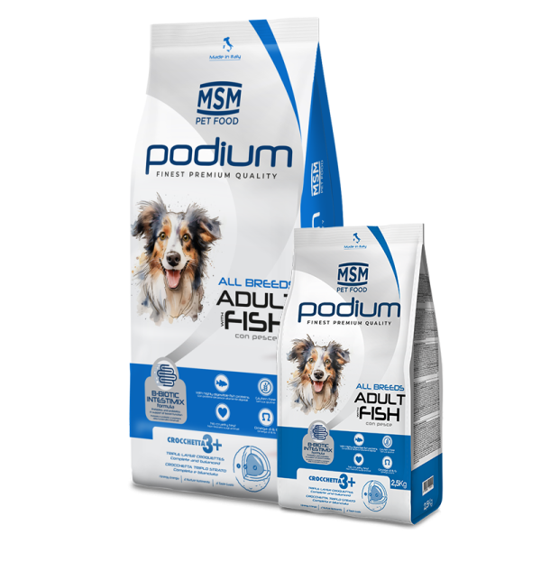 PODIUM ALL BREEDS ADULT WITH FISH – Pelle sana, pelo lucente